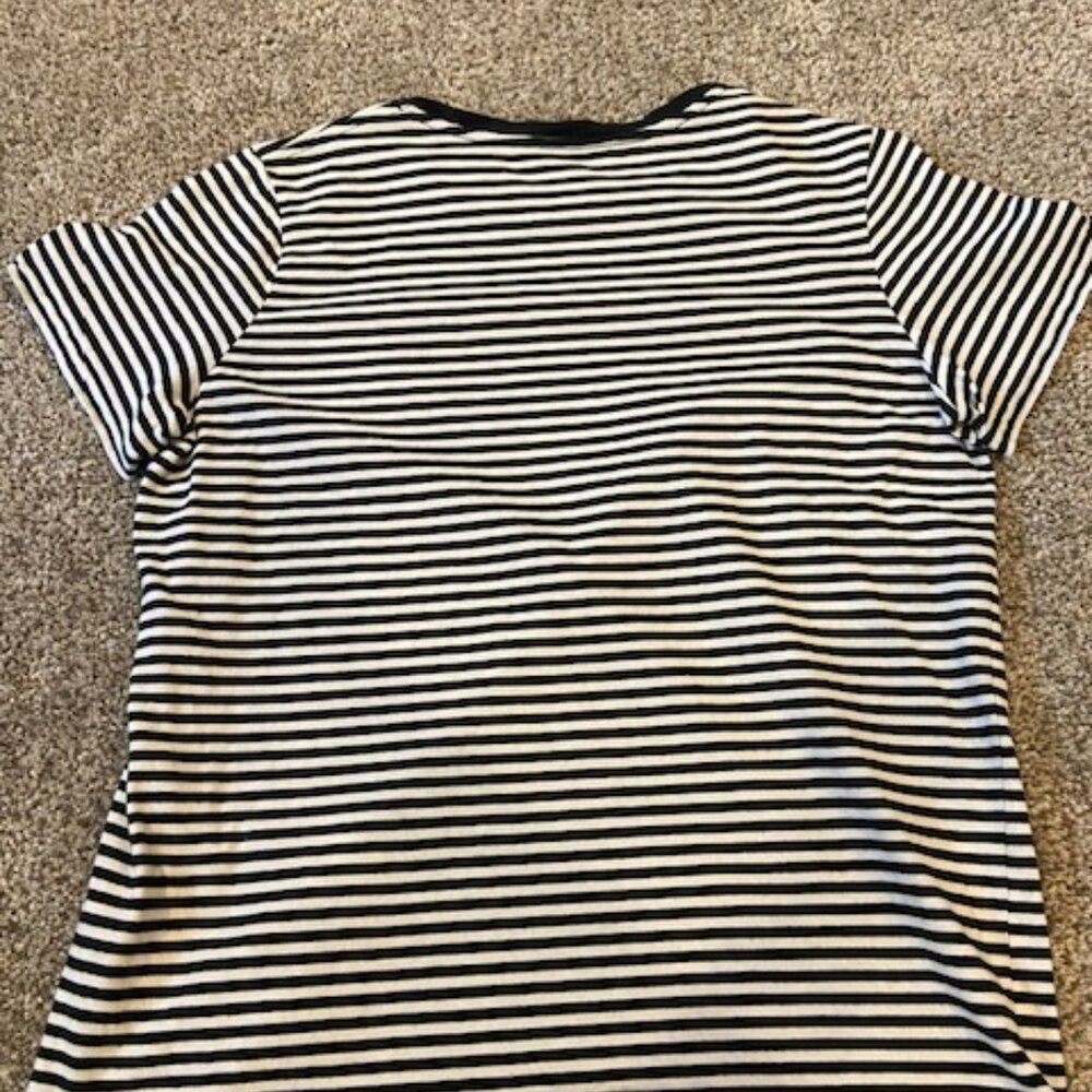 Ralph Lauren Women's Black and White Striped Short Sleeve T-Shirt, Size Large - Picture 2 of 6